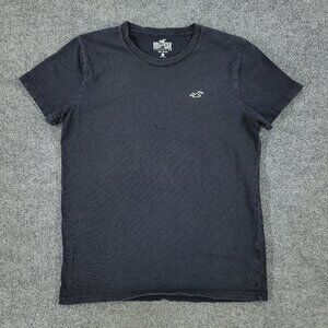 Hollister Shirt Men's Small Black Logo Crew Neck Short Sleeve Pullover Adult S